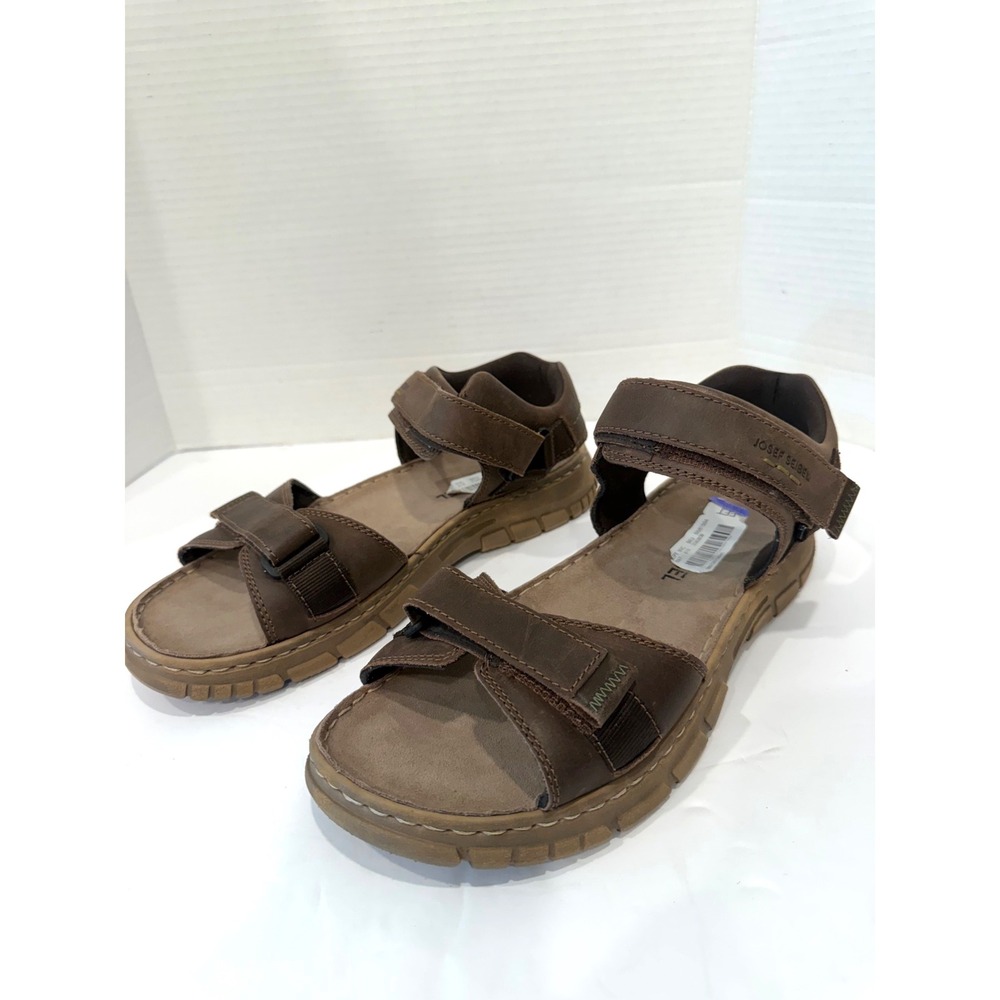 Josef Seibel Mens NWT Brown Leather Adjustable‎ Sport Fisherman Sandals Sz 12